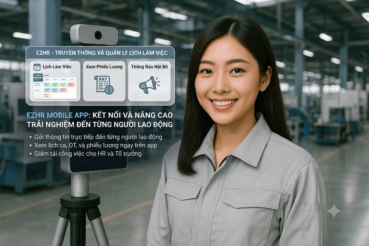 App mobile ezHR xem lịch làm việc và phiếu lương cho người lao động